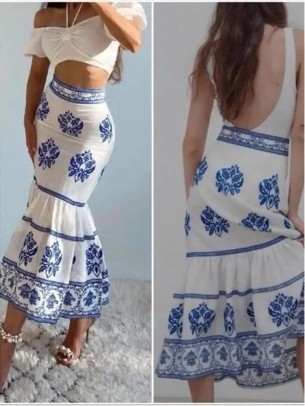 Zara embroidered midi
